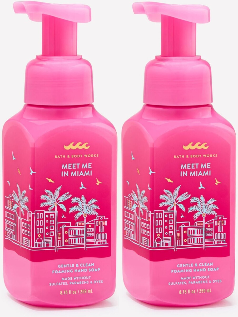 Bath & Body Works Meet Me in Miami Gentle & Clean Foaming Hand Soap Set of 2 NEW